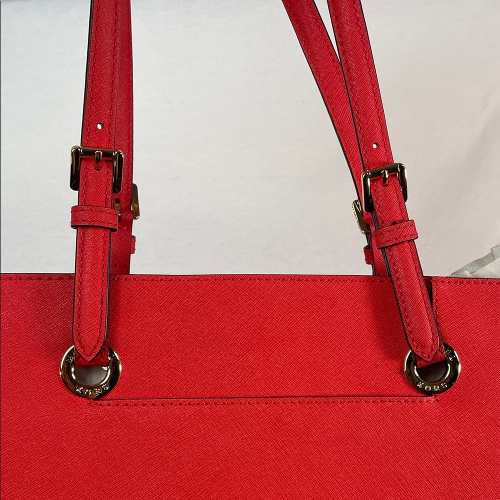 Michael Kors Vibrant cherry Red Tote gold hardware large purse - Picture 9 of 17